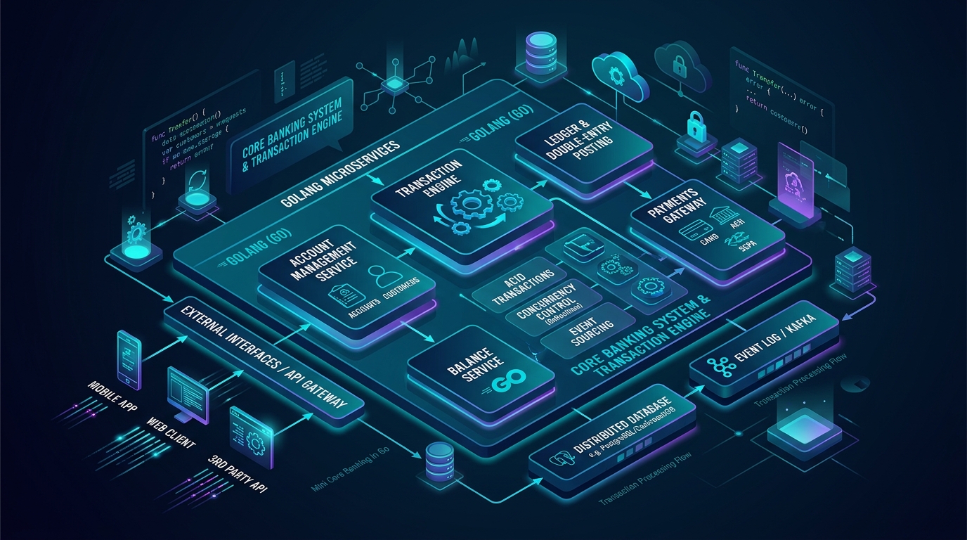 Core Banking Developer Roadmap series: architecture patterns, fintech microservices, and Go