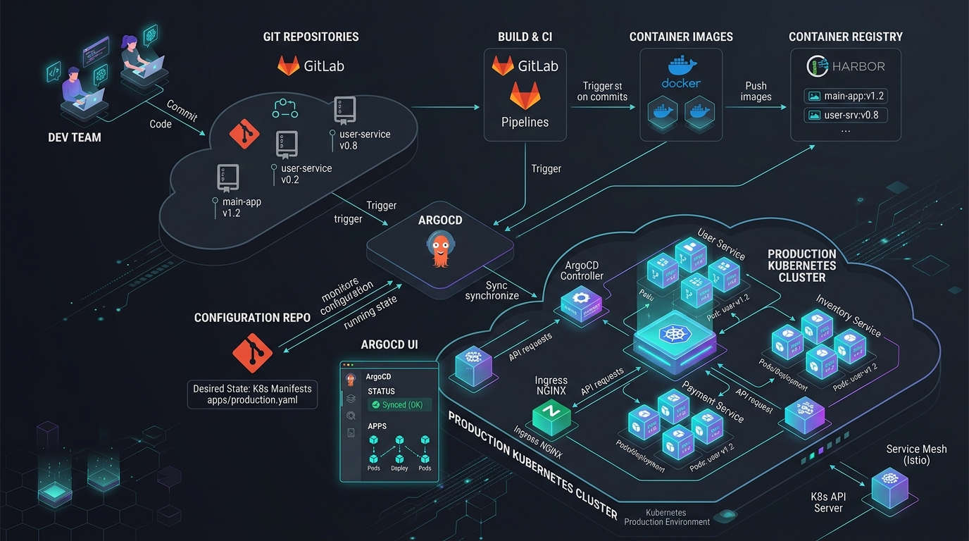 GitOps at scale with Kubernetes and Argo CD: multi-cluster microservices deployment architecture