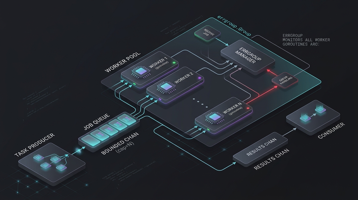 Golang Goroutine Pool and Errgroup Worker: concurrent task processing patterns in production Go