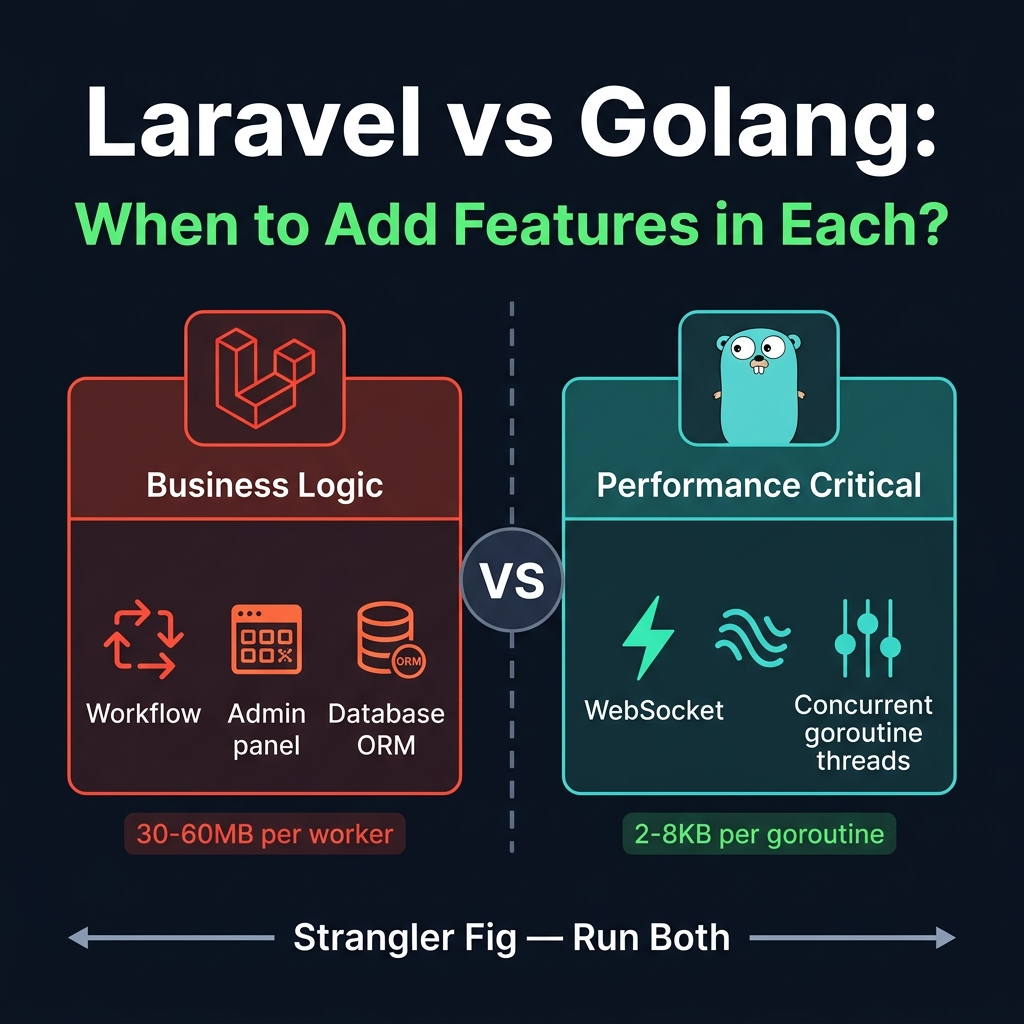 Laravel vs Golang: when to add features in each — architecture decision framework