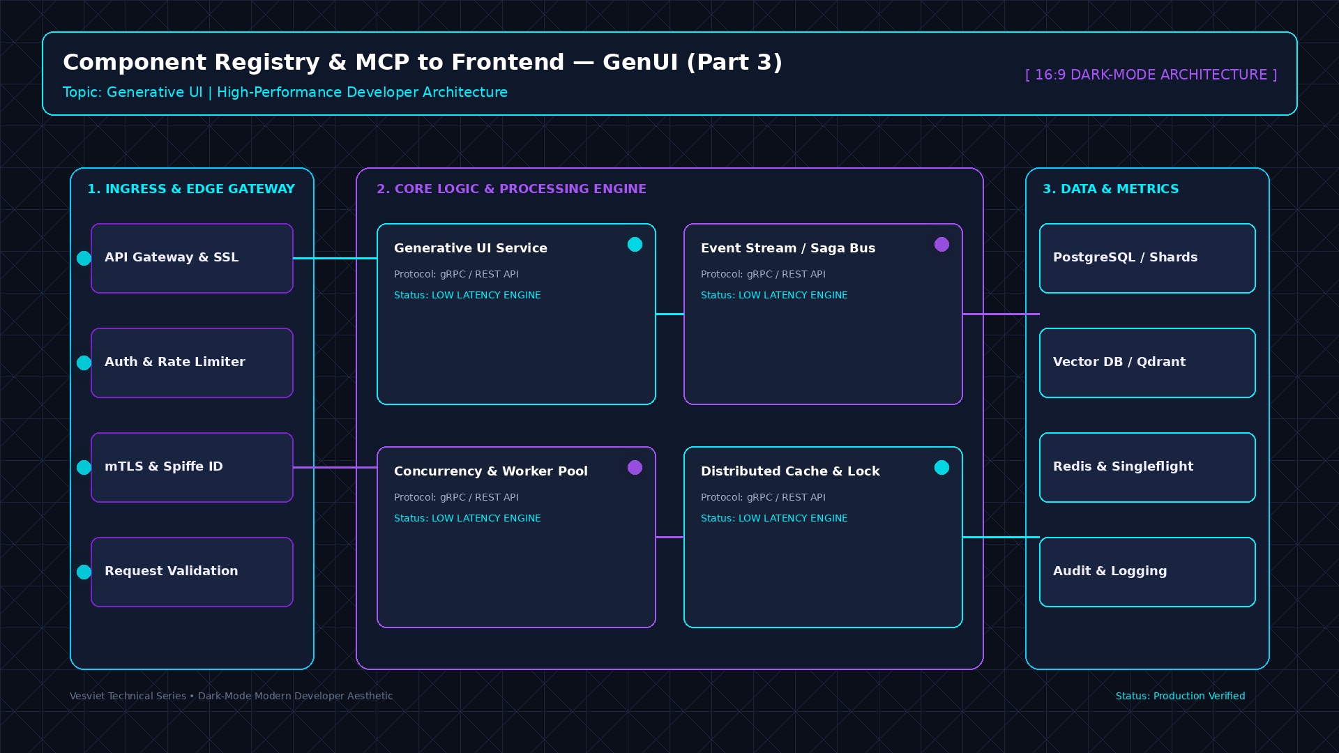Component Registry and MCP to Frontend bridge architecture for Generative UI