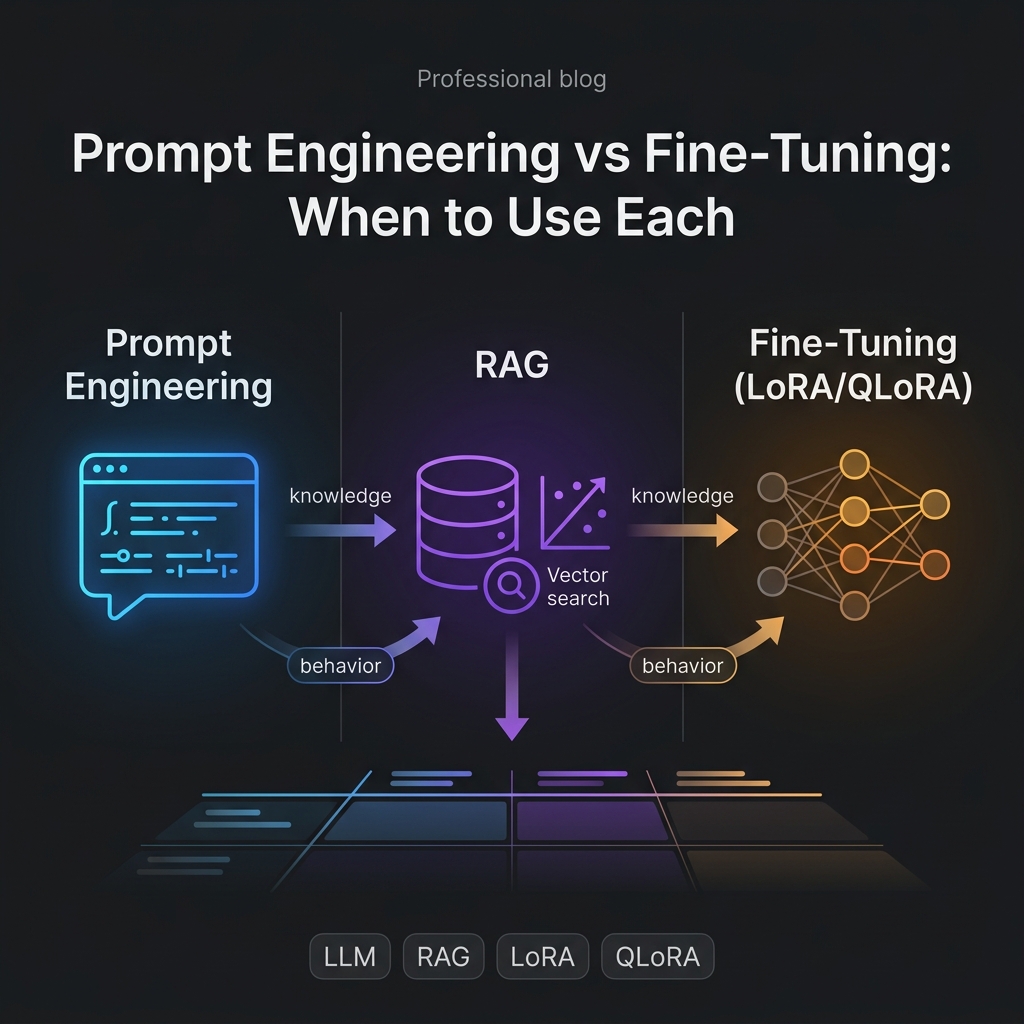 Prompt Engineering vs Fine-Tuning vs RAG — 2026 decision framework for LLM engineers