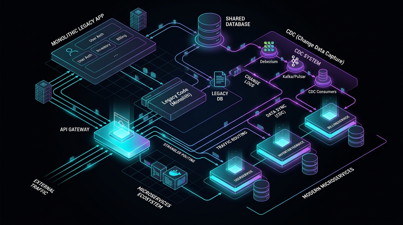 Magento database migration decision: Shared DB vs CDC vs Event Bus — Architecture Comparison