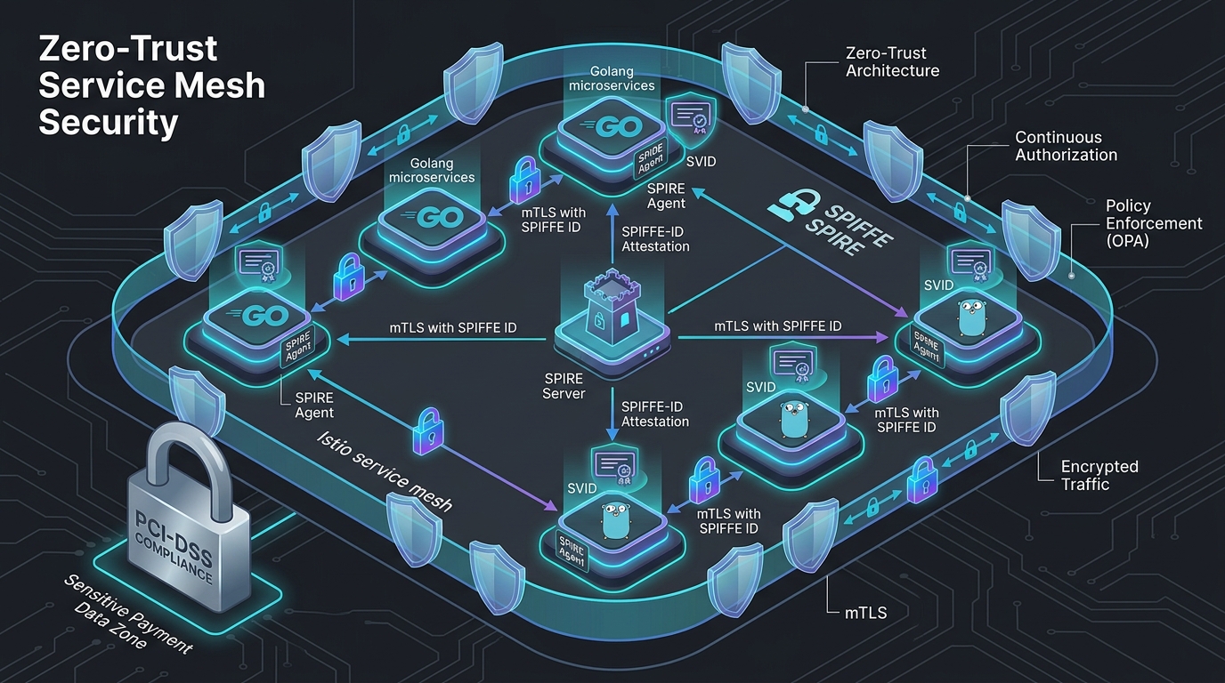 Zero-Trust Service Mesh Security SPIFFE SPIRE Istio Golang